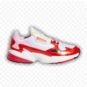 adidas Originals Women's White and Red Falcon Sneakers